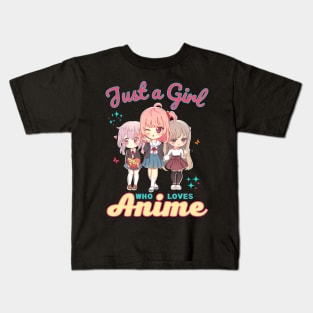 Just A Girl Who Loves Anime Kawaii School Girls Kids T-Shirt